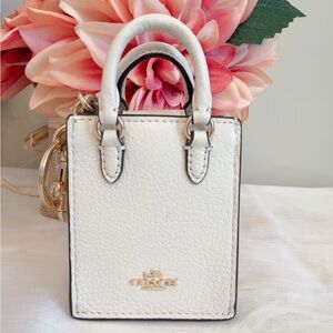 NWT Coach North South Mini Tote Bag Charm in Chalk White